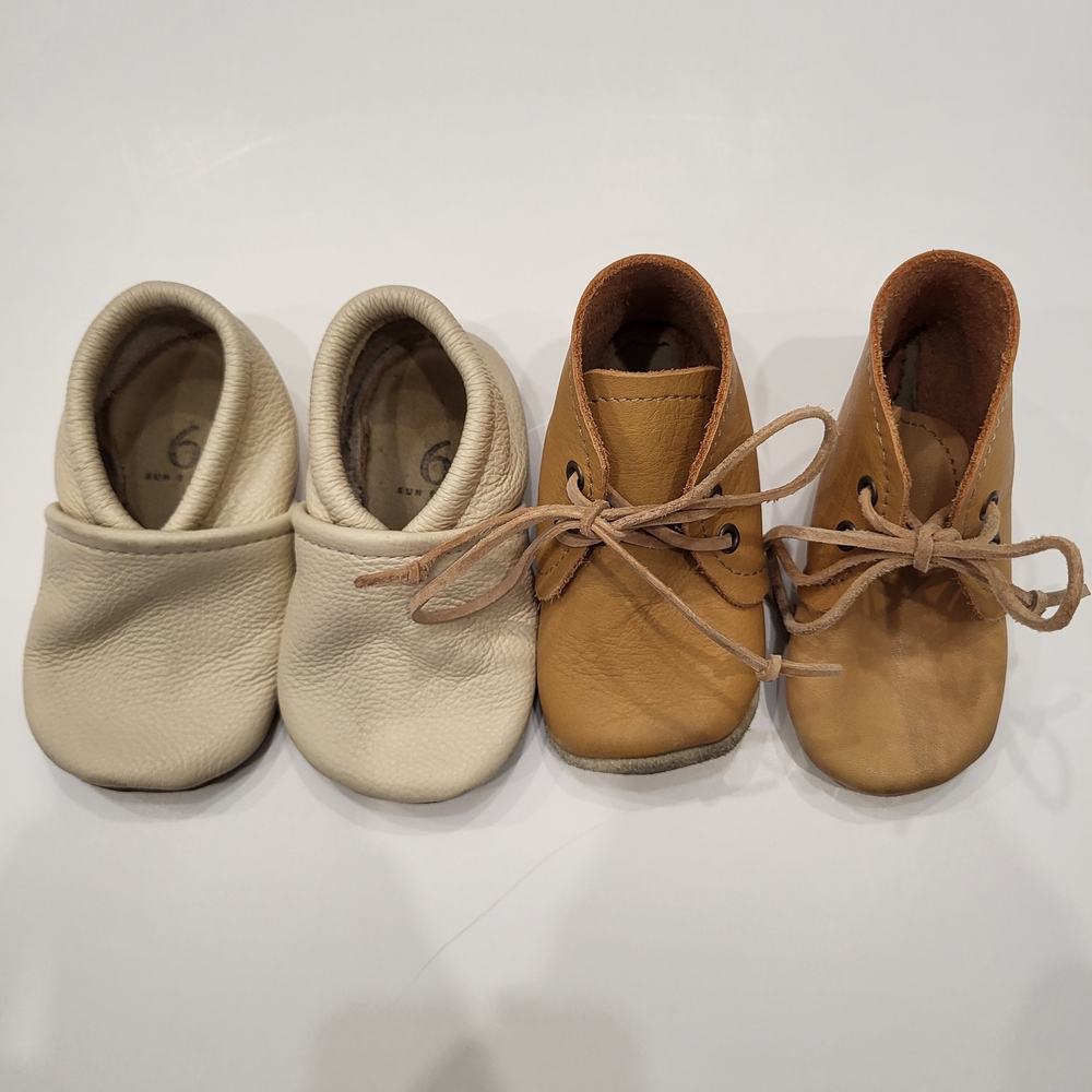 Cozy Step Baby Shoes - Cream and Tan